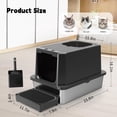 thumbnail image 4 of Enclosed Cat Litter Box: All Black Stainless Steel - Odor-Resistant & Easy Wipe Clean - Teflon Non-Stick Coating for Quick Cleaning - Large Top-Exit Pan for Modern Homes Garage, 4 of 16