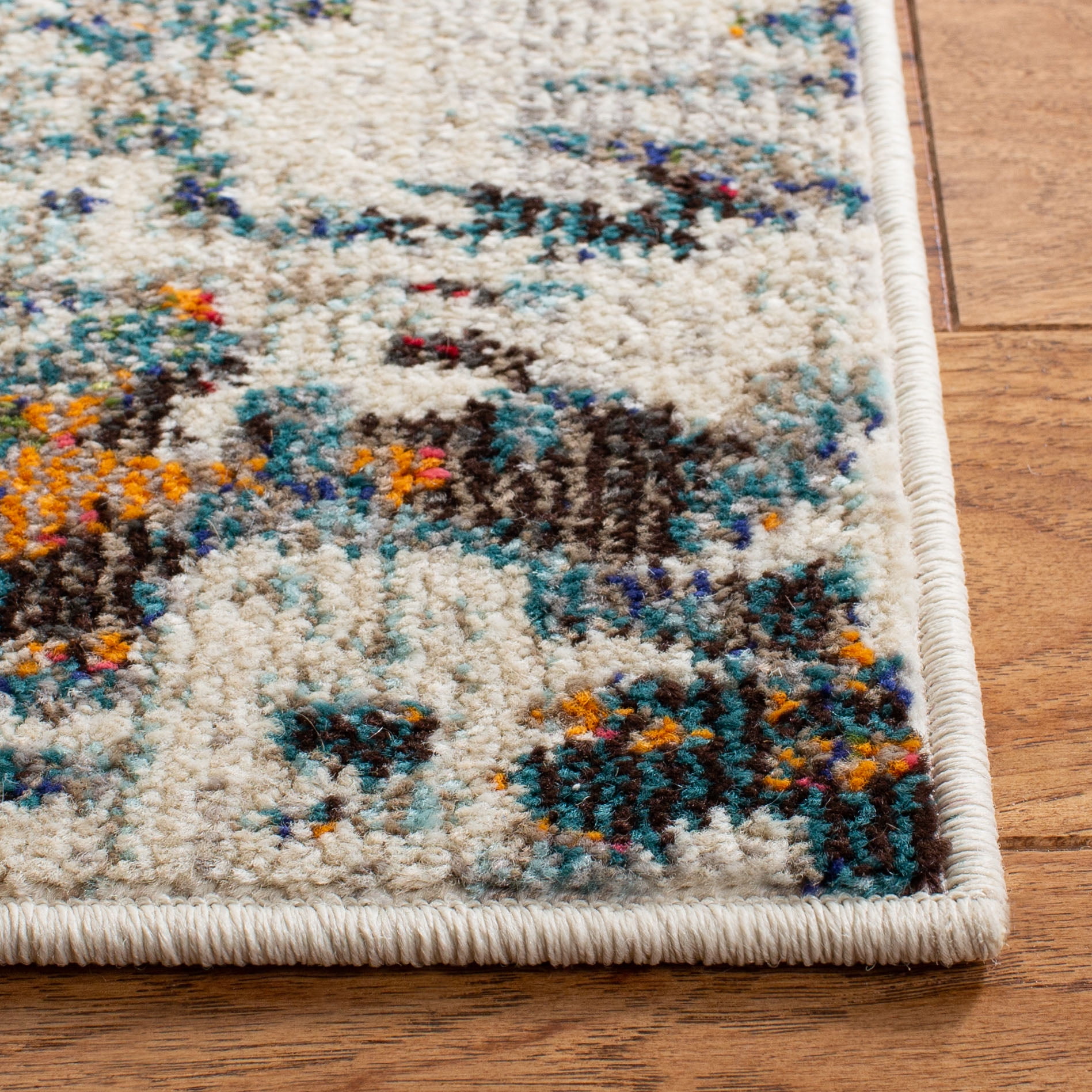 SAFAVIEH Madison Flowers Vintage Abstract Area Rug, Grey/Blue, 10' x 14'