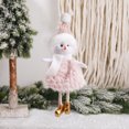 thumbnail image 4 of Adornos navideños Colgantes Papá Noel Muñeco de nieve Alce Colgante de peluche Gorro de peluche rosa Bufanda Colgante de ángel de niña Adorno para árbol de Navidad, 4 of 5