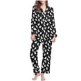 thumbnail image 3 of Feancey Halloween Pajamas Pant Sets Women Cute Ghost Print Pjs 2 Piece Set Holiday Casual Long Sleeve Button Down Sleepwear Lounge Outfits Black S, 3 of 6