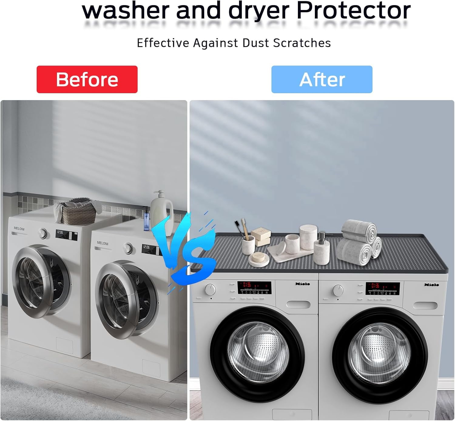 54" x 27.5" Washer and Dryer Covers for the Top，Waterproof and non-slip Washing Machine Cover，Applies to Kitchen、laundry room organization，Washer Dryer Countertop. (Gray)