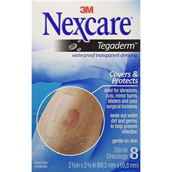Nexcare Tegaderm Waterproof Transparent Dressing, Flexible and Breathable, Post-Surgical Incisions, 2-3/8-Inches X 2-3/4