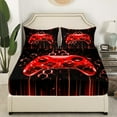 thumbnail image 3 of Erosebridal Neon Red Gamepad Bed Sheets Set Twin Size, Gradient Lines Bedding Sets Twin Size, Gamer Room Decorative 3 Pieces, 3 of 7