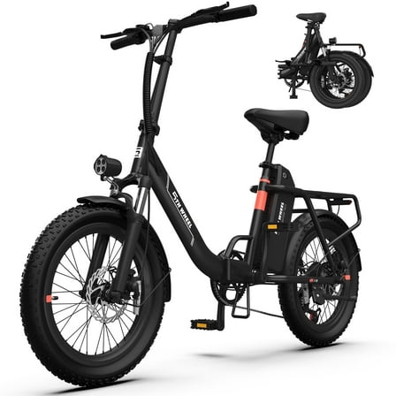 5TH WHEEL W11B 20" Fat Tire Electric Bike, 500W Foldable Adult E-bike with 48V 15.6Ah Removable Battery, Electric Bicycle with 7 Speed, UL2849