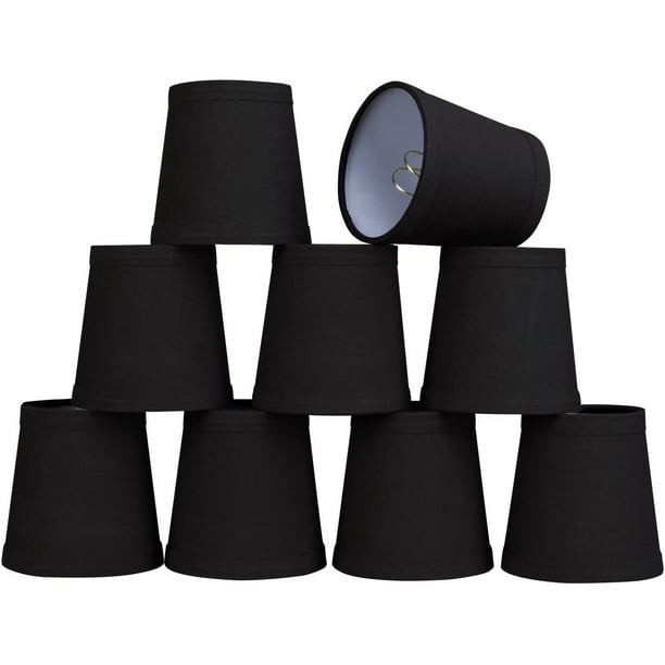 32046 9 Small Hardback Empire Shape Chandelier Clip On Lamp Shade Set Pack Transitional Design In Black 4 Bottom Width 3 X Com 32046 9 Small Hardback Empire Shape, Black Mini Chandelier Lamp Shades