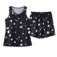 thumbnail image 4 of Fgnfyis Ensemble de Pyjama d'Été à la Mode pour Femmes, Col Rond, Shorts Imprimés, Débardeur, Pantalon de Pyjama, Noir S, 4 of 5