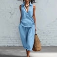 thumbnail image 4 of Spring/Summer Women's Simple Collared Shirt and Wide-Leg Pants Two-Piece Set, 4 of 6