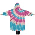 thumbnail image 2 of Oversized Wearable Blanket Hoodie,Colorful Tie Dye Mandala Pattern Sherpa Blanket Hoodie with Super Pockets,Super Warm Fuzzy Pullover for Women & Men, 2 of 6
