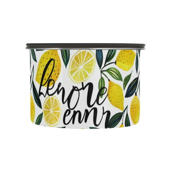 Lemon Leaf Airtight Coffee Bean Canister 17oz Food Storage Containers with Lids For Gournd, Tea, Sugar, Flour, Rice, Cereal, Candy Cookie Jar