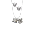 thumbnail image 2 of Delight Jewelry Silvertone Shalom with Dove Silver tone Guardian Angel Charm Necklace and Stud Earrings, 2 of 4