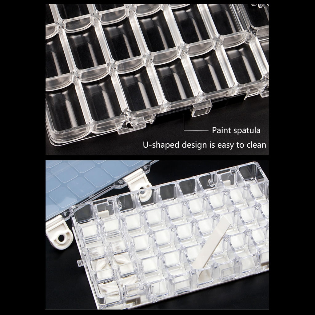 Leakproof Watercolor Palette Foldable Paint Tray with 12/24/36 Well Mixing Area