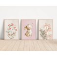 thumbnail image 3 of Ballet Bunny Wall Art 3 Pieces Wildflower Poster Prints Floral Botanical Canvas Painting for Girls Room Nursery Decor Ready To Hang, 3 of 6
