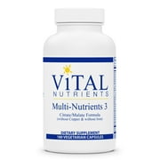 Vital Nutrients - Multi-Nutrients 3 - Citrate/Malate Formula (Without Copper or Iron) - Multi-Vitamin/Mineral with Potent Antioxidants - Gentle Bioavailable Form - 180 Vegetarian Capsules per Bottle