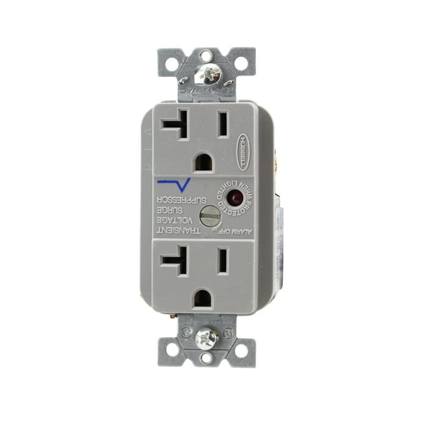 Hubbell HBL5362GYSA Duplex Receptacle Surge Suppression 20A 125V 60Hz
