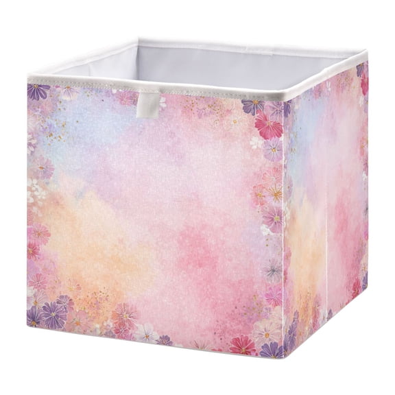 Foldable Fabric Storage Bin Home Cubes Clothing Organizer Bins Large Collapsible Box Basket for Home Organizer Colorful Pastel Floral Pattern