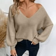 thumbnail image 7 of Fall V Neck Sweaters for Women Tie Back Long Sleeve Bow Sweater Top Tie Back Knit Sweater Pullover Tops, 7 of 7