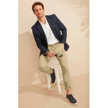 Mens Cotton Chino Pants Slim Fit Casual Stretch