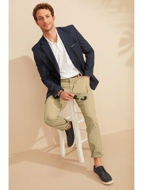 GBH Mens 5-Pocket Flat Front Cotton Stretch Casual Chino Pants