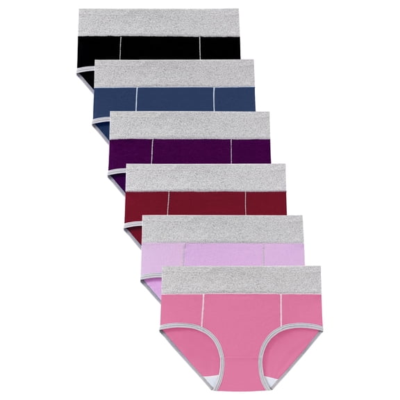DINGLU 6 Pack Women's Underwear Cotton Mid Rise Hipster Full Coverage Panties Stretchy Briefs, Size 5
