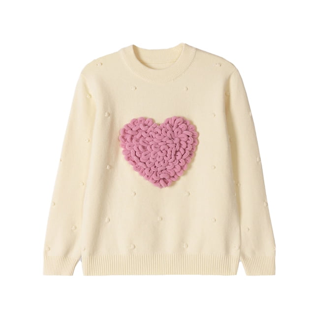 Beautyzll Chandail 100 % Coton pour Filles 4-10 Ans, Chandail Tricoté à Col Rond pour Noël