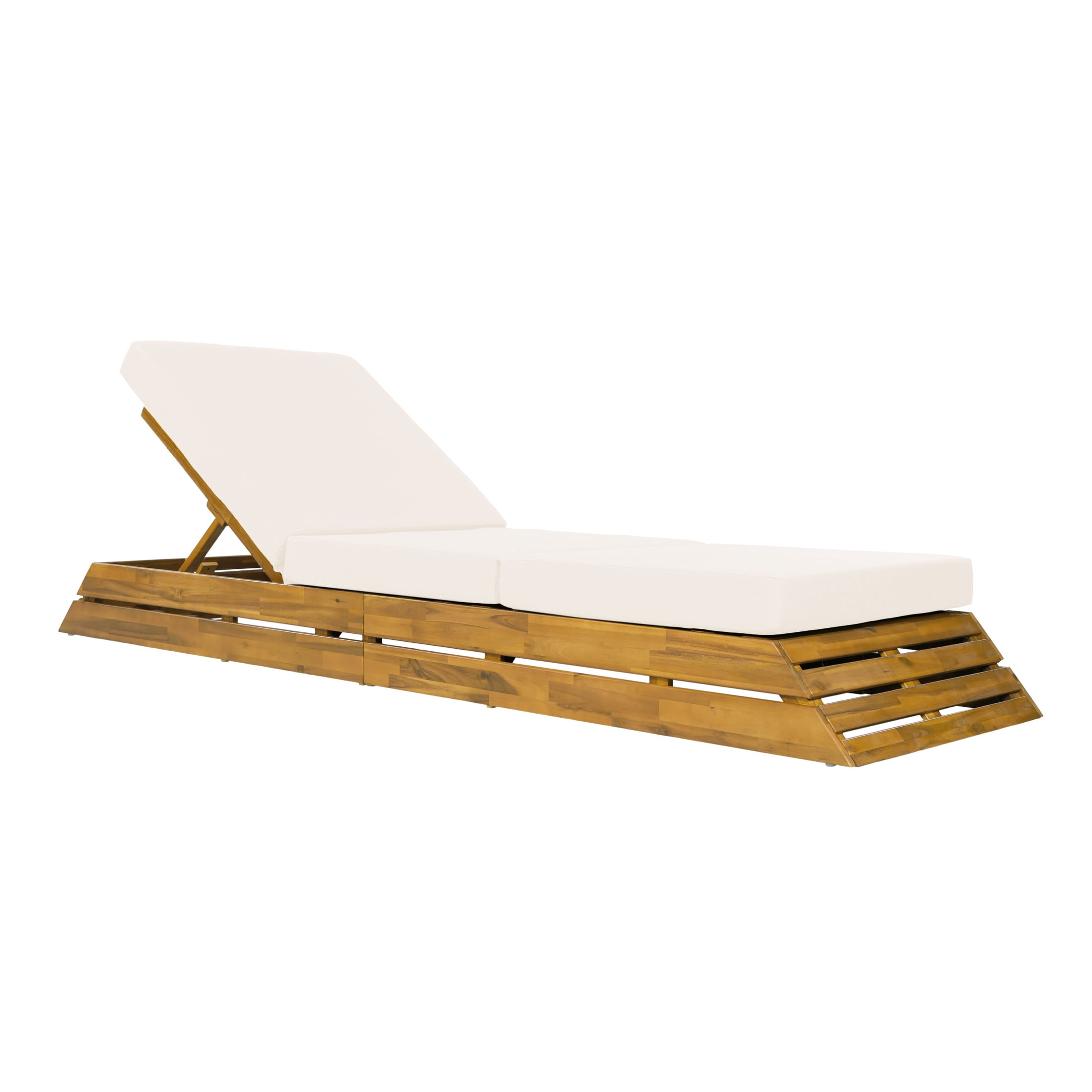 Christopher Knight Home 88.39" Outdoor Chaise Lounge Set with 3-Fold Water-Resistant Cushion, Teak + Cream
