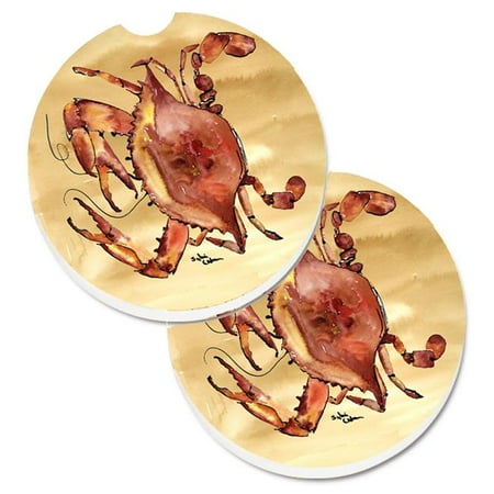 Cooked Crab Sandy Beach Set of 2 Cup Holder Car Coaster