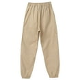 thumbnail image 4 of inhzoy Kids Girls Cargo Jogger Pants 4 Pockets Cotton Fashion Bottoms with Drawstring Beige 10, 4 of 8