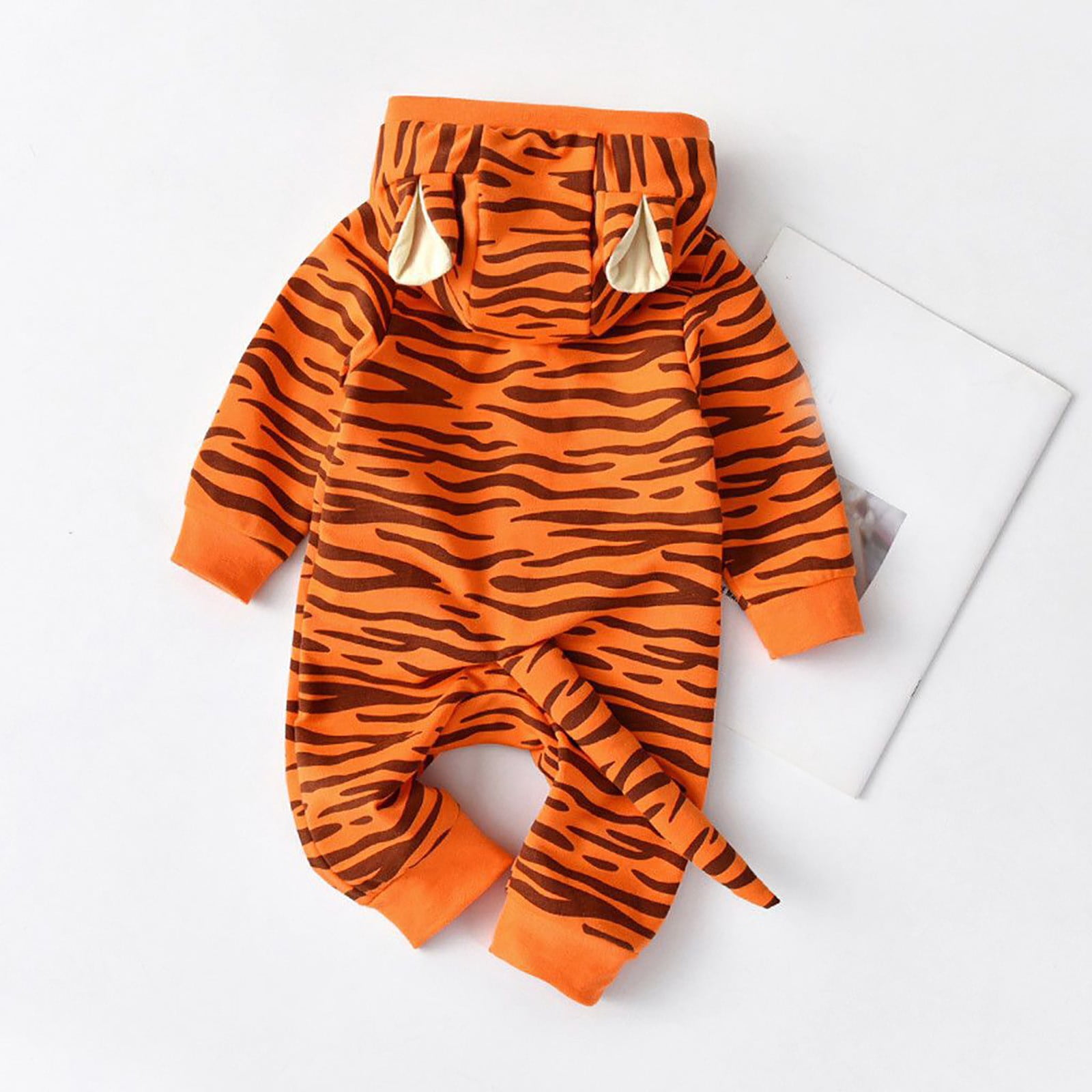 Ruyang Baby Boys Girls Halloween Tiger Outfit Cute Animals Jumpsuit Long Sleeve Zip Up Hooded Onesie Warm Cotton Bodysuit