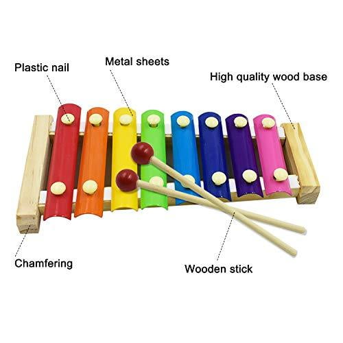 Xylophone Musical Wooden Kids Metal Instrument 8 Notes Toy Glockenspiel Xmas New 
