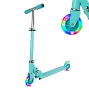 Mighty Rock Scooters for Kids Kick Scooters Adjustable Height Handlebars Foldable with Light-up Wheels for Boys and Girls 6 Years and up