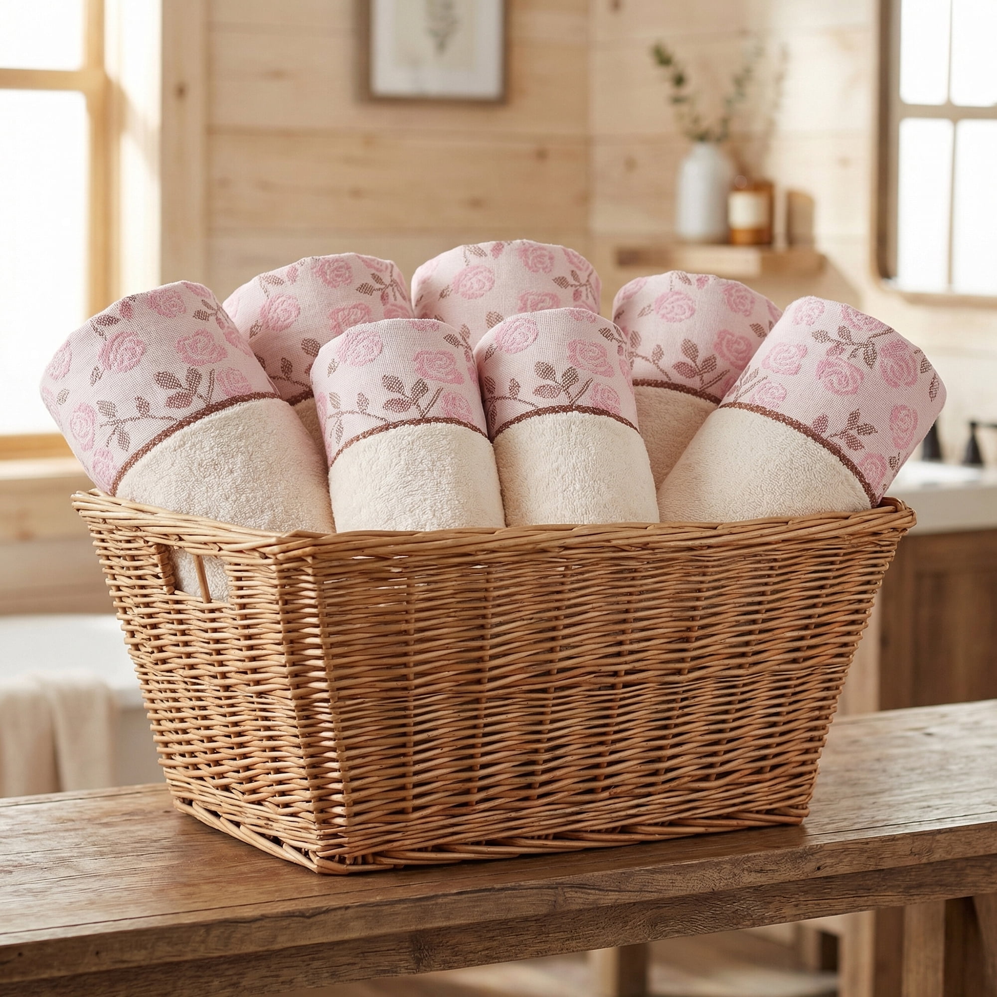 Unique Bargains Pure Cotton Floral Absorbent Towels Pink 4pcs 29" x 13"
