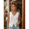 thumbnail image 5 of LMLYSoH Women's Cardigan Vest Elegant Solid Color Sleeveless V Neck Button Up Knit Sweater for Spring Daily Wear, 5 of 9