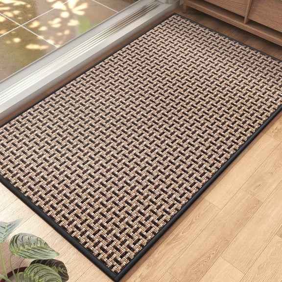 Door Mat 24"x35", Black Dirt Resistant and Absorbent, Non-Slip Rubber Backing Floor Mats, Easy Clean Low-Profile Doormat for Entryway, Front Door, Inside Entrance