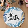 thumbnail image 3 of Blue Ocean Shells Conch Round 15 Inch Placemats Set of 8, Nautical Coastal Starfish Summer HeatResistant Non Slip Place Mats for Dining Table, Wipeable Braided Kitchen Table Mats for Housewarming, 3 of 9