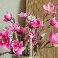 thumbnail image 4 of Artificial Magnolia Flowers, Fake Real Touch Magnolia Bouquet for Floral Arrangements, White Silk Long Stem Magnolia with Green Leaves for Tall Vase Home Office Decor, 4 of 7
