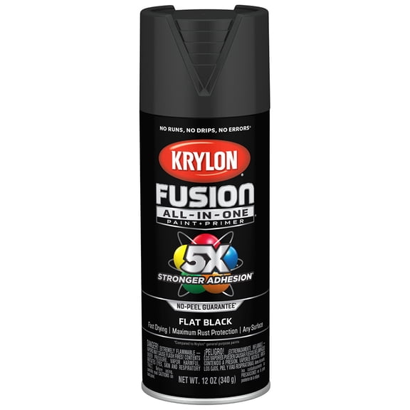 6-Pack of 12 oz Krylon K02728007 Black Fusion All-In-One Paint & Primer Spray Paint, Flat
