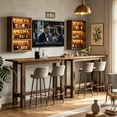 thumbnail image 3 of Fnova 63 Inch Tall Solid Wood Bar Height Table with Footrest, 350 lbs Capacity Bar Table for Home Bar Pub Bistro, 3 of 22