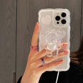 thumbnail image 2 of Corea oso amor anillo soporte onda transparente teléfono caso para iphone 12 13 14 Pro Max 11 MiNi XR X XS 7 8 plus SE 3 cubierta Tan Jianjun unisex, 2 of 2