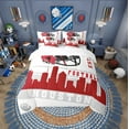 thumbnail image 2 of Erosebridal Soccer Helmet Bedding Sets Twin Size, Red Grey Comforter Sets with Sheets, Teenage Adult, Reversible 7-Piece, 2 of 5