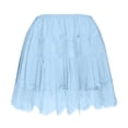 thumbnail image 5 of YUTK Women's Plus Size Stretch Skirt - Ladies' Solid Color Pleated Lace Lined Two-Layer Sexy Skirt Blue L, 5 of 7