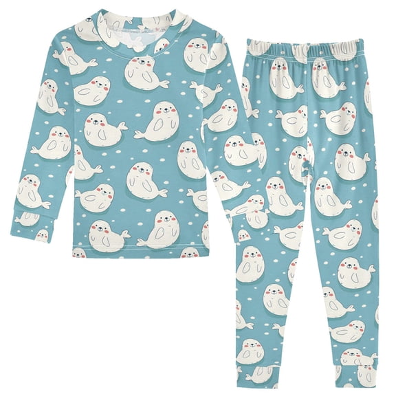 Christmas Pajamas Cute Cartoon Seal Picture Cute Comfortable Cotton Two-piece Christmas Pajamas Set