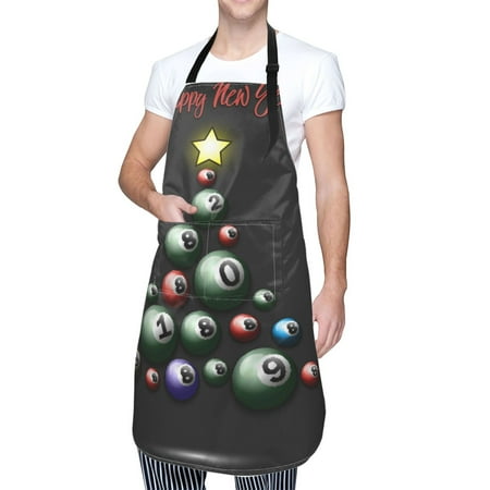 

Cauagu Happy New Year1 Aprons with Pockets Waterproof Apron for Women Kitchen Cooking Apron Adjustable Bib Aprons Chef Apron for Cooking Drawing Crafting