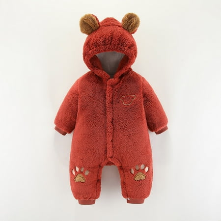 

Juebong Baby Pajamas Toddler Baby Boys Girls Color Plush Cute Bear Ears Winter Thick Keep Warm Jumpsuit Romper Baby Romper for 12-18 Months