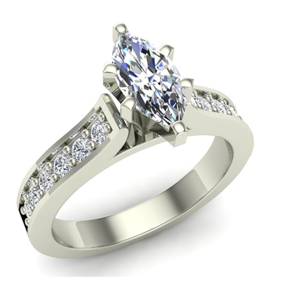 Engagement Rings Marquise Cut Diamond Rings for Women 14K White Gold 1.10 CT TW (H,SI1)