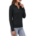 thumbnail image 3 of Sundazz Womens Cable Knit Sweaters Long Sleeve V Neck Pullover Fall Winter Sweater Tops Casual Polo Shirts, 3 of 9