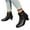 Black, variant on Kitten Heels Ankle Boots for Women Vintage Splice Leather Zipper Pointed Toe 70s Dressy Fall Winter Short Booties