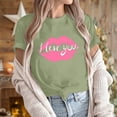 thumbnail image 1 of Qiopertar Mode Adulte Manches Courtes Col Rond Impression de la Saint-Valentin Blouse Décontractée T-Shirt Hauts Chemise Liquidation Livraison Gratuite Offres de la Semaine Liquidation, 1 of 5