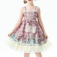 thumbnail image 2 of Odeerbi Vestidos de Princesa Con Tirantes Para Niñas Vestido Floral Para Niñas Retro Vintage Granja Estilo Rural, 2 of 4