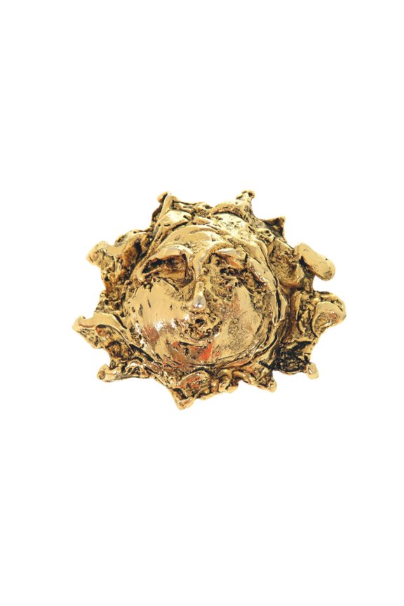 Pre-Owned Hermes Sun Soleil vintage brooch, metal, gold, 1961HERMES