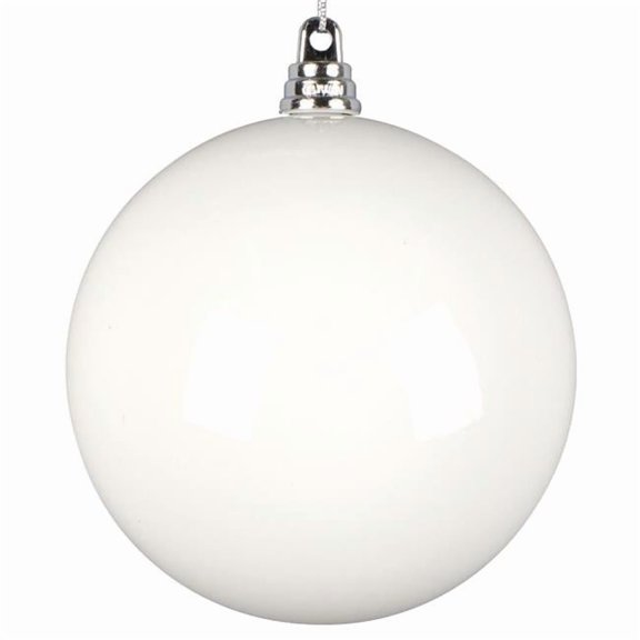 Vickerman MT250411W 4 in. Enamel Ball Ornament, White - 6 per Bag